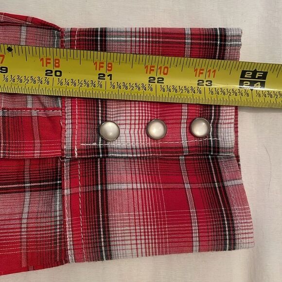 Wrangler Red Plaid Western Pearl Snap Shirt Mens Size Small Rodeo Casual - Picture 6 of 12